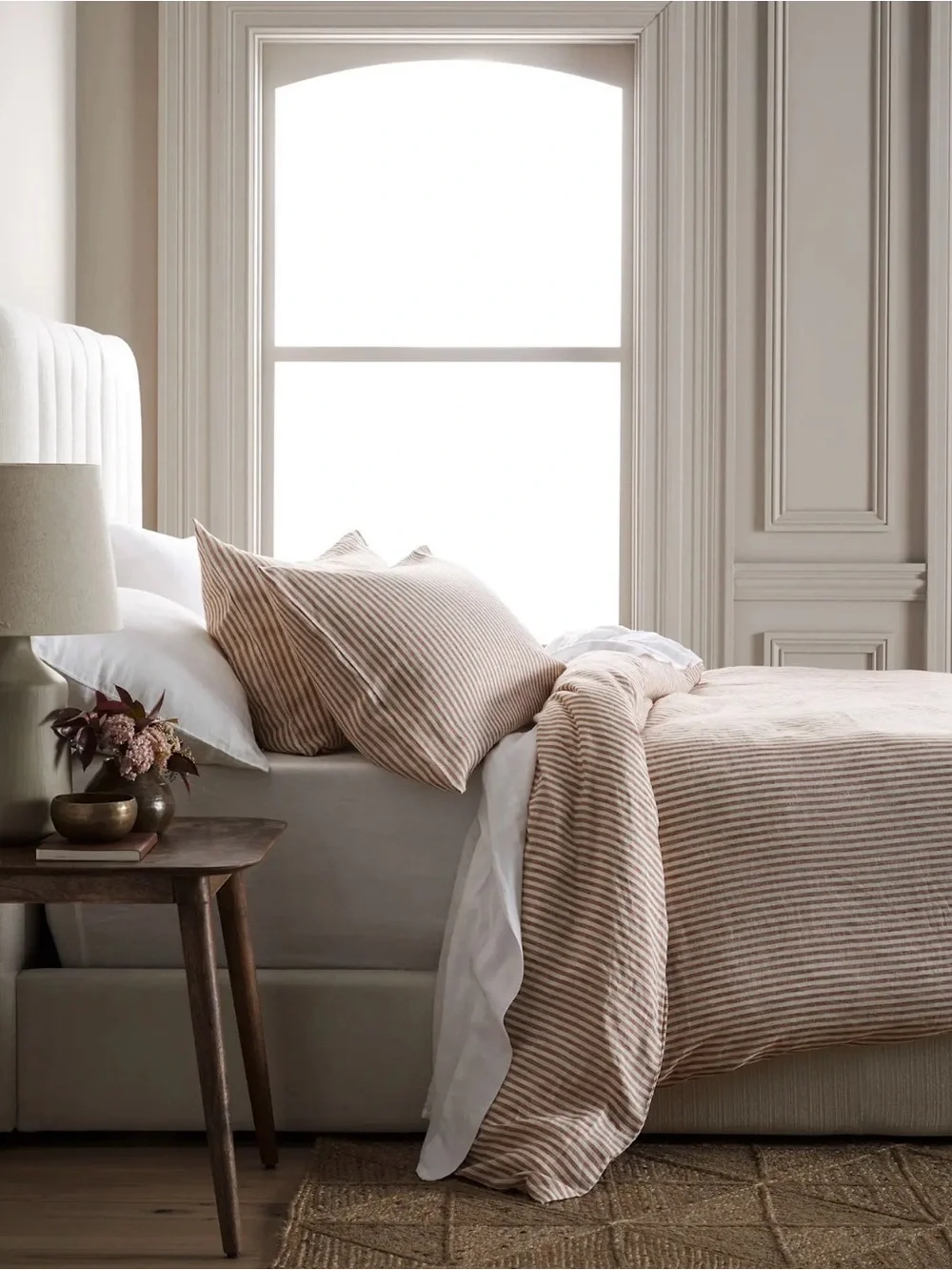 Terracotta Striped European Linen King Sham Set - Retail $50